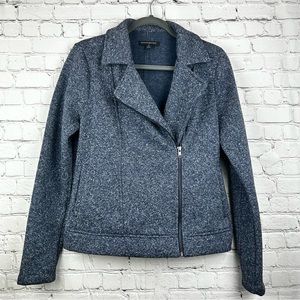 Banana Republic Asymmetrical Zip Size Medium Blue Heathered Jacket Sweater